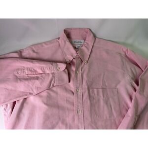 VTG Brooks Brothers Mens 17 Original Polo Shirt Pink Button Down Long Sleeve USA